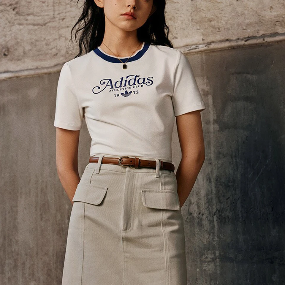 Adidas Official Authentic Originals Women's Short Sporty Round-Neck T-Shirt IX3532