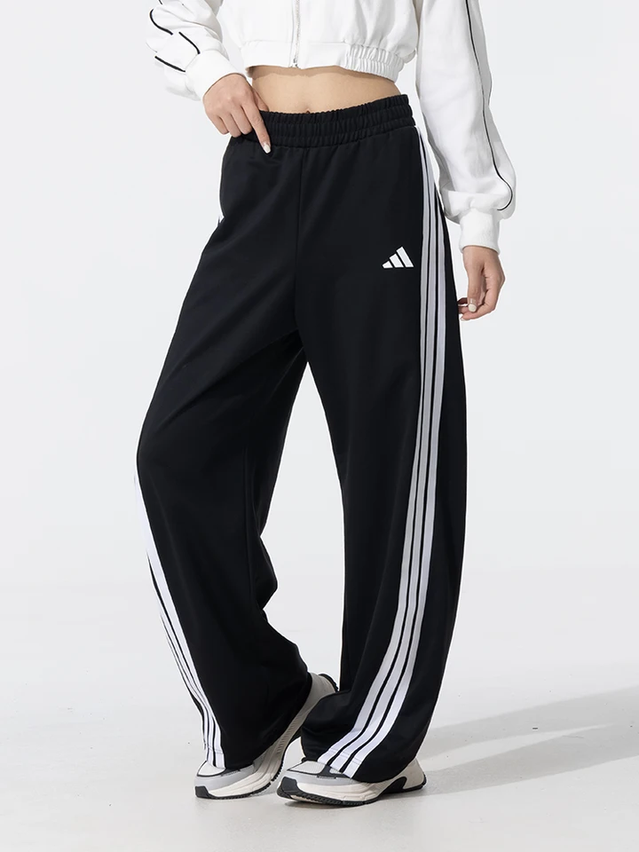 Adidas Women's Sports Casual Pants Fitness Training Breathable Comfortable Wear-Resistant Loose Straight-Leg Long Pants Ke5802