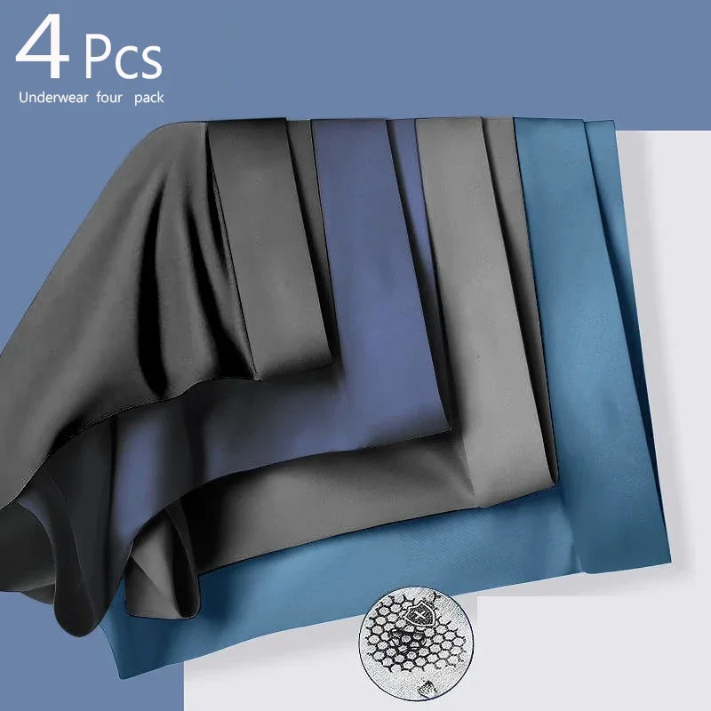 4Pcs/Lot Men Boxers Man Boxers Boxer Thin Smooth Graphene Men Underpants Breathable Men's Panties Ultrathin Underpanties Summer