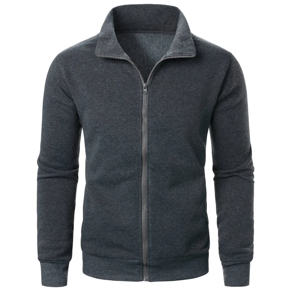 Men's casual sports zipper stand up collar jacket, men's solid color top