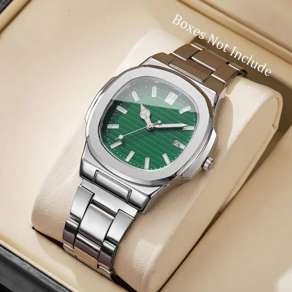 20262026 new square sports calendar steel band watch men's steel band quartz watch