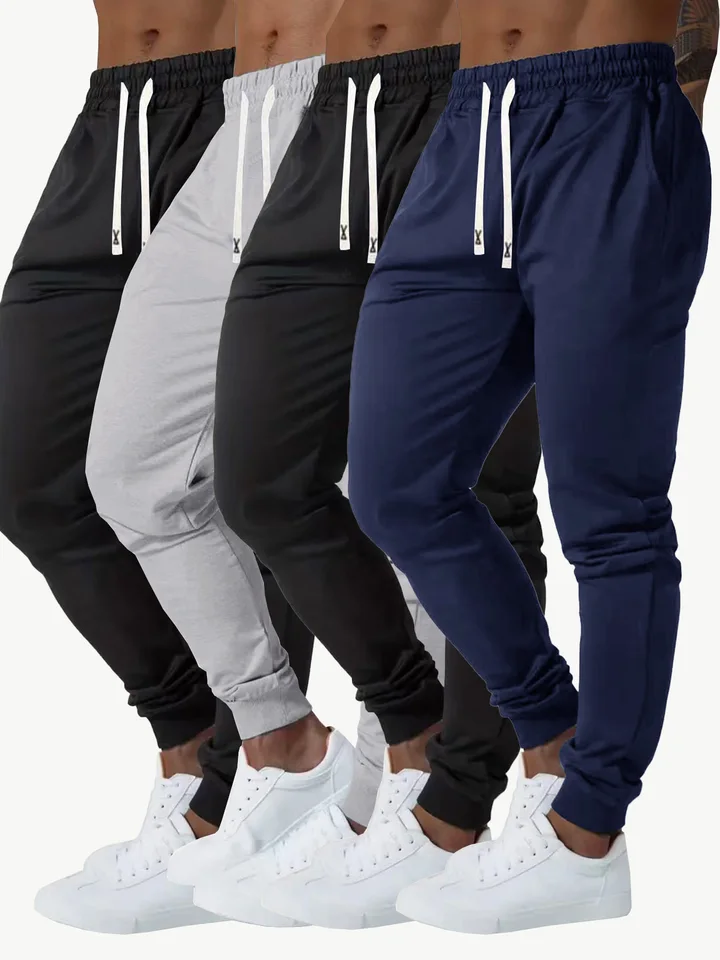 Men's 4-piece set cuffed sports casual pants, comfortable fabric, suitable for outdoor sports, shopping, and travel