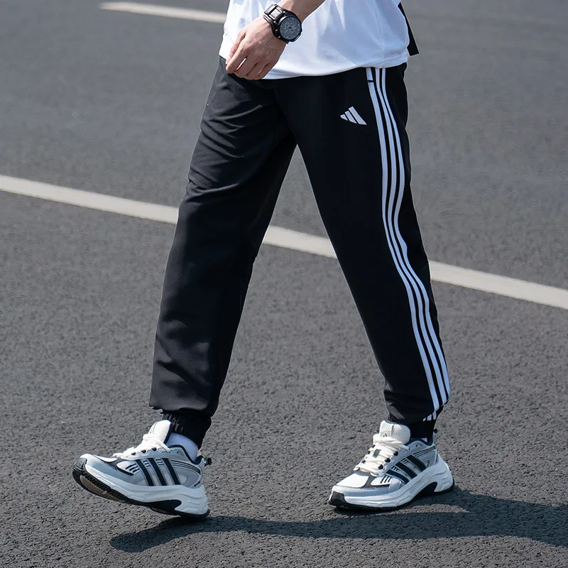 Adidas JC5445 Mens Regular Fit Woven Pants Black White Recycled Polyester Zipper Pocket Trousers