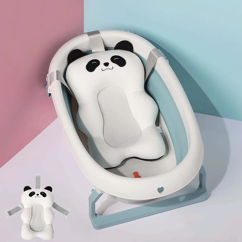 Portable Foldable Baby Bathtub Pad Baby Bath Seat Floating Water Pad Ajustable Bath Tub Shower Cushion Newborn Support Seat Mat