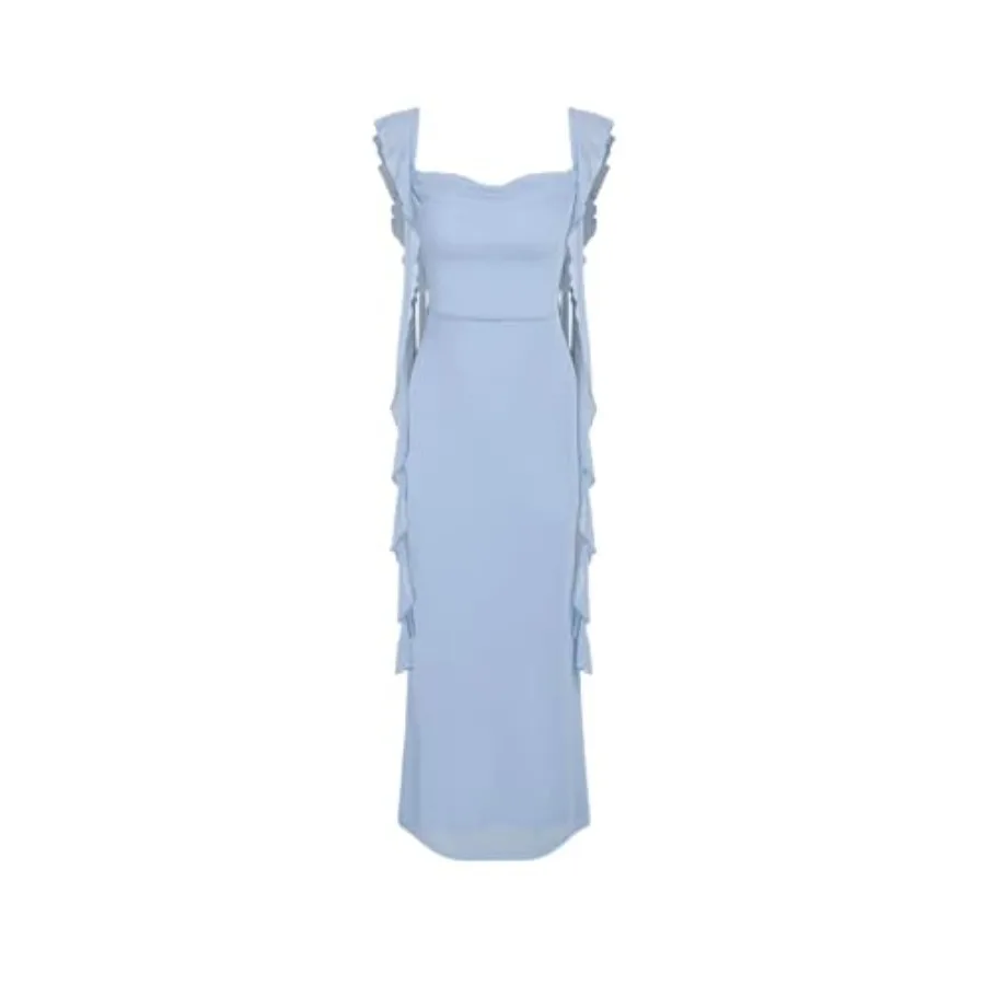 CIDER Formal Dresses for Women Wedding Guest Dresses Summer Maxi Dress Sleeveless Mesh Ruffle Cocktail Dress Elegant Outfits