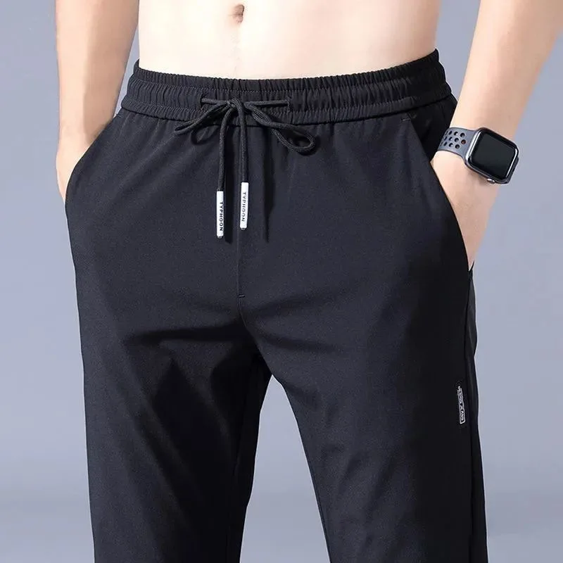 Men's Pants 2026 Summer New Black Gray Thin Business Casual Pants Outdoor Elastic Breathable Straight Leg Sweatpants