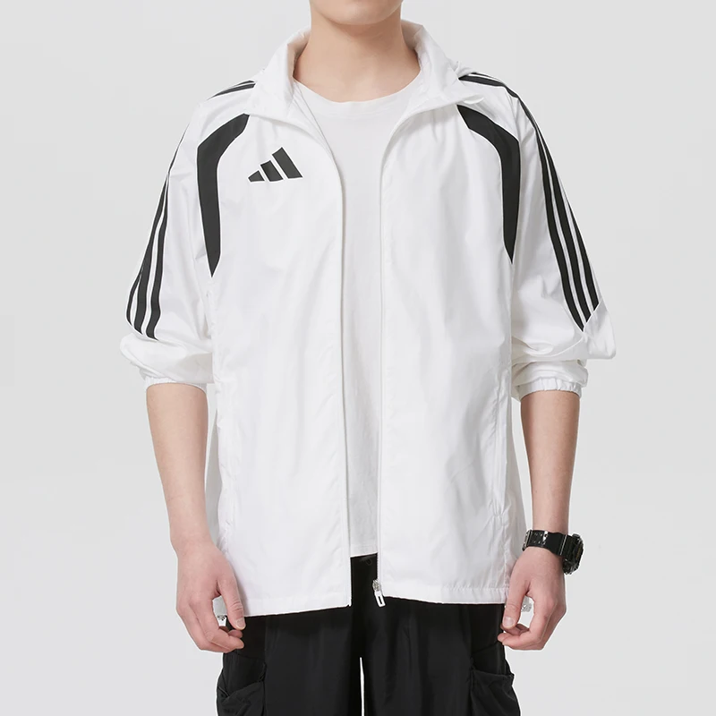 Adidas Men's Sportswear Football Training Woven Jacket Windproof Running Fitness Hooded Jacket Jy9734