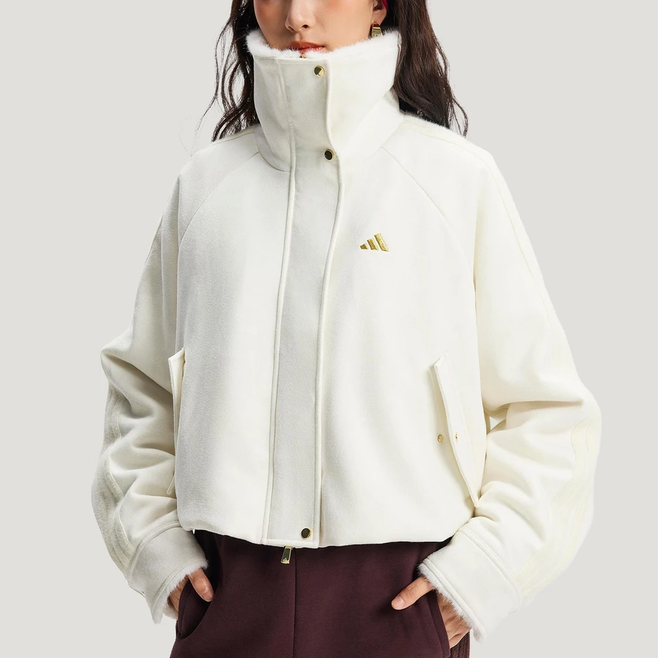 Adidas genuine winter women's loose casual high neck plush jacket KH2662