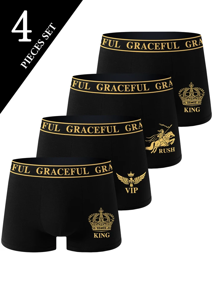 4 Piece Men's Underwear Soft Breathable Comfortable Men's Boxer Briefs High-end Black Casual Sports High Quality Men's Pants